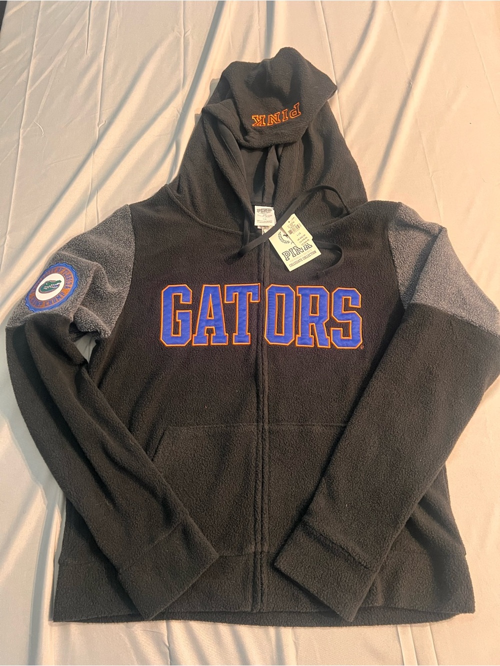 NWT VICTORIA SECRET PINK BLING FLEECE UF FLORIDA "GATORS" FULL ZIP HOODIE L